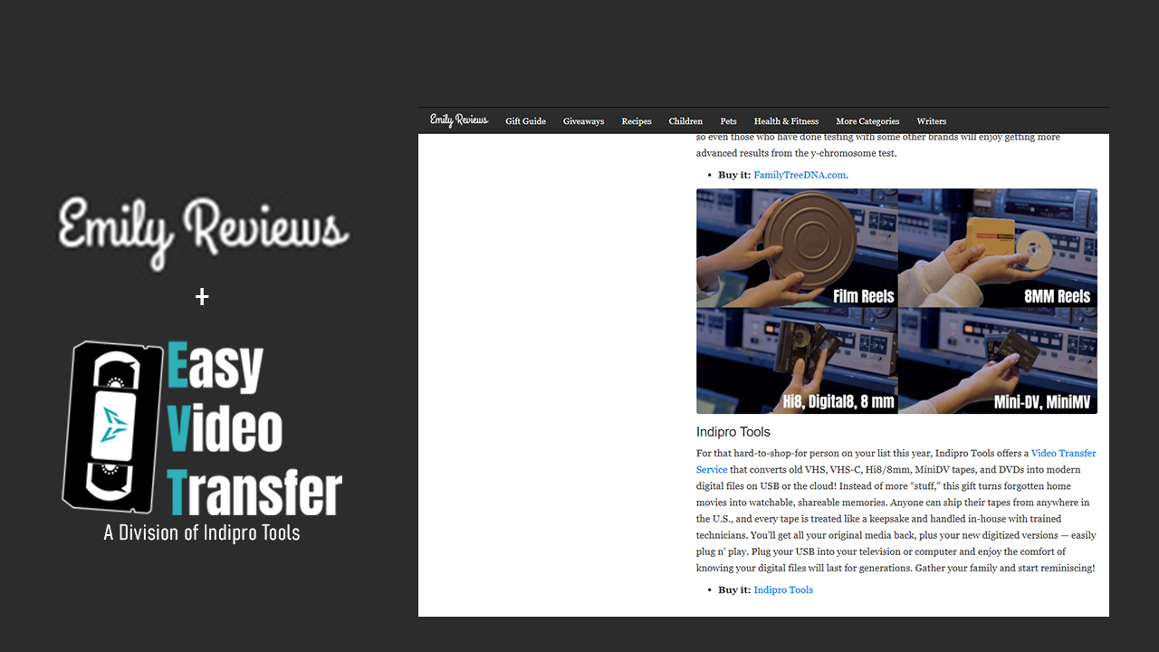 Featured in the Emily Reviews Holiday Gift Guide: Why Easy Video Transfer Is a Meaningful Way to Preserve Family Memories